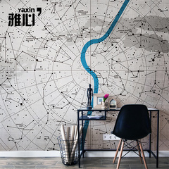 雅心地图星座现代简约个性创意壁纸电视背景墙纸定制大型壁画墙布