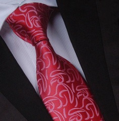伊生酷 领带男士正装商务结婚庆红色花纹领带