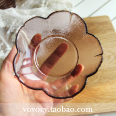日本出口订单 美丽樱花 磨砂玻璃小碗  甜品零食碗 小菜碟 210g