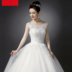 韩版时尚蕾丝大码显瘦新娘齐地婚纱2016秋冬新款修身白色婚纱礼服