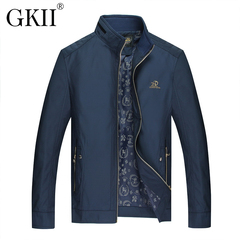 GKII中年男装秋装爸爸外套新款纯色立领宽松商务休闲中年男夹克