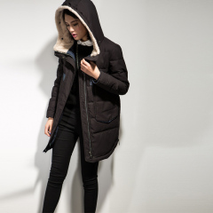 羽麦2015冬季新款韩版中长款连帽加厚羽绒服女半成品九成品衣皮