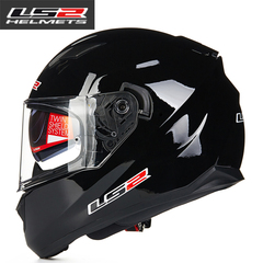 LS2双镜片摩托车全盔 冬季保暖头盔 带安全调节气囊男女