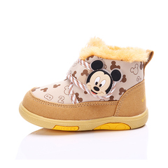 迪士尼女童鞋2016冬新款婴童学步鞋加绒短靴子保暖雪地靴儿童棉靴