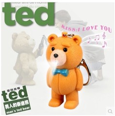 泰迪熊挂件 led发光发声钥匙扣 新奇特小熊挂件