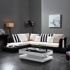 卡卡莫现代布艺沙发组合 简约时尚客厅转角皮配布沙发L 可拆洗