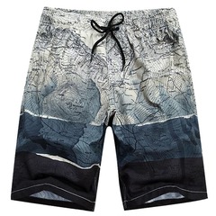 灰色地图沙滩裤 男速干 高品质旅游度假海滩温泉宽松大码五分短裤
