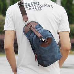 帆布胸包男士休闲背包 韩版时尚单肩斜挎包 潮流设计夏季旅行小包