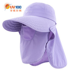 台湾UV100夏天男女士遮阳帽防紫外线护颈户外帽遮脸防晒帽子51121