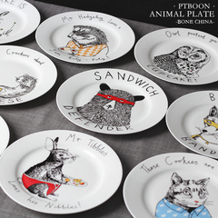 创意小熊骨瓷餐盘牛排盘西餐盘8寸平盘 卡通动物盘十款 北欧风格