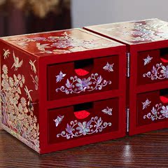 七公主 韩国公主实木质首饰盒复古螺钿漆器饰品珠宝盒新娘结婚礼