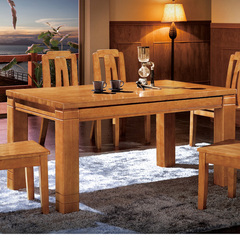 进口全实木餐桌椅组合6人小户型多人实木餐桌饭桌橡木餐桌B03