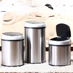 欧本充电式垃圾桶智能感应带盖家用客厅不锈钢垃圾桶高档品牌欧式