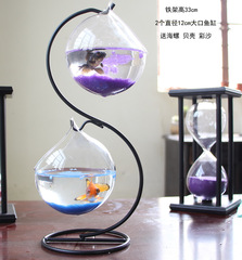 悬挂小鱼缸迷你缸办公桌面创意玻璃小型金鱼缸水族箱 家用斗鱼缸