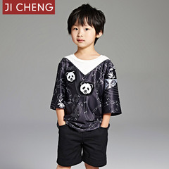 Ji Cheng吉承 竹雾系列秀场同款刺绣儿童款熊猫七分袖T恤