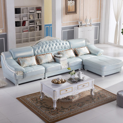 小米福真皮沙发头层牛皮小户型客厅家具沙发欧式转角简欧沙发组合