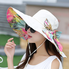 大沿沙滩帽女韩国海滩防晒遮阳帽防晒海边度假旅游太阳帽子可折叠