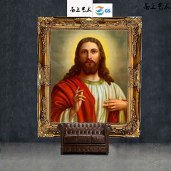 耶稣头像油画手绘画客厅挂画装饰画玄关走廊挂画耶稣基督教挂画