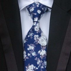 伊生酷 领带男正装商务窄版韩版棉花纹数码印花特色领带6.5CM包邮