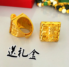爆款加大欧币打造厚金貔貅戒指不褪色越南沙金戒指18k镀黄金指环