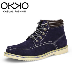 OKKO男士皮鞋2015新款商务休闲皮鞋高帮靴子系带 750