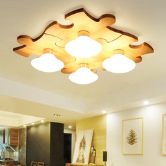北欧宜家拼图灯创意日式灯具木艺实木灯卧室顶灯客厅灯组合吸顶灯