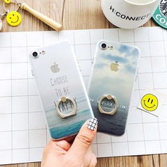 大海iphone7手机壳苹果7plus指环支架超薄浮雕6s挂绳保护套外壳