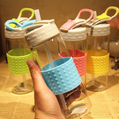 铂盛创意吸管杯儿童成人带管杯子 可爱卡通玻璃水杯学生便携水瓶