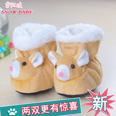 0-1岁冬季宝宝婴儿鞋男女加厚保暖加绒软底步前防滑老鼠棉鞋学步