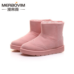 冬季韩版雪地靴女中筒防水防滑短靴女鞋学生加绒加厚平底保暖棉鞋