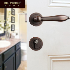 贝尔维帝纯铜分体锁美式欧式简约全铜门锁仿古黑色室内房门锁卧室