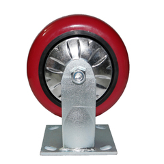 林春脚轮重型圆弧红pu轮子6寸定向轮超强承重静音轮推车专用轮