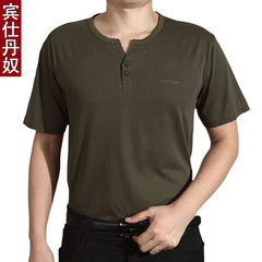 夏季中年男士短袖T恤 圆领纯棉休闲体恤衫男 中老年男爸爸装半袖