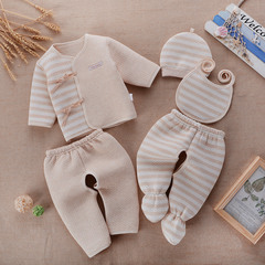 婴儿保暖内衣纯棉秋冬厚五件套宝宝和尚服彩棉新生儿衣服0-3月