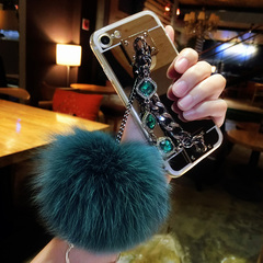 韩国獭兔毛球苹果iPhone7plus手机壳7镜面硅胶套6p手机壳6s奢华女