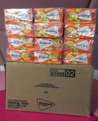 美国原装进口Trident/三得/三叉戟木糖醇口香糖香橙整箱12盒批发