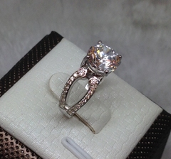美国正品莫桑石钻戒 18K白金克拉碎钻石戒指女结婚订婚女款指环