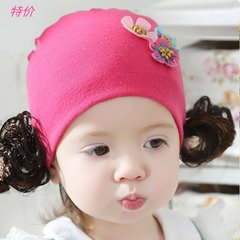 韩版婴儿帽子3-6个月春秋季公主帽宝宝假发帽儿童假发帽婴幼儿帽