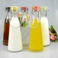 创意玻璃瓶酵素瓶卡扣密封牛奶瓶饮料果汁瓶外带提手牛奶杯陶瓷盖