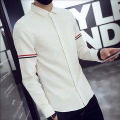 男士衬衫长袖2016新款青年韩版休闲衬衣男装秋季修身型寸衫衣服潮