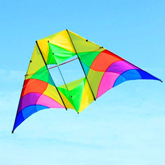 潍坊风筝 彩条空心三角镂空三角软伞布天窗风筝  上海李氏风筝