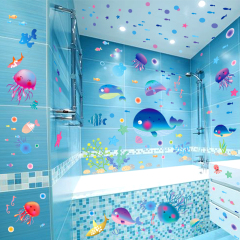 卡通可爱浴室玻璃墙贴卫生间防水瓷砖贴纸儿童卧室房间装饰品贴画