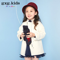 gxg kids童装新款女童冬装白色中长款毛呢大衣外套B5426305