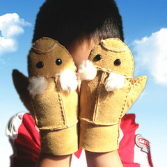 外贸原单卡通可爱猫头儿童羊毛手套真皮毛一体手套宝宝冬保暖加厚