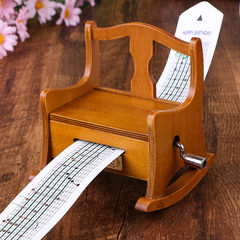 木质手摇纸带摇椅音乐盒八音盒DIY创意圣诞节生日礼物女生实用