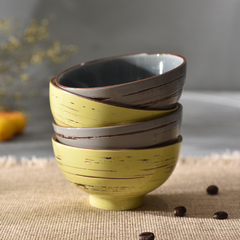 螺纹冰裂碗裂纹碗米饭碗汤碗色釉碗创意陶瓷生日礼物