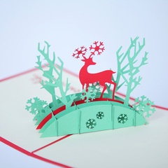 可可黛伊圣诞节立体贺卡 圣诞小鹿创意立体卡片 元旦新年祝福贺卡