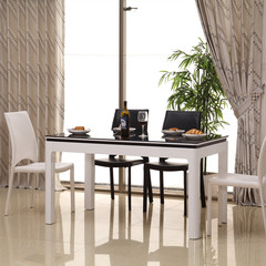 钢化玻璃餐桌椅组合 黑白色烤漆现代简约餐台小户型吃饭桌子