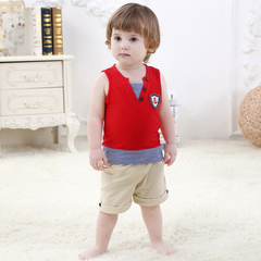 男宝宝夏季纯棉套装短袖婴幼儿童装服饰0-1-2-3周岁6-18个月男孩