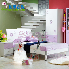 花季在线公主女孩儿童床1.2米青少年小孩储物单人床品牌家具床